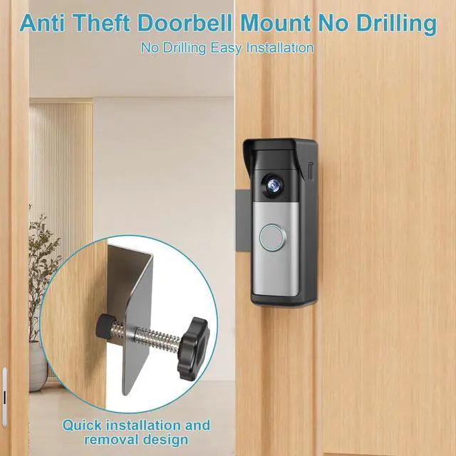 Alt view image 5 of 7 - 2026 Upgrade Anti-Theft Video Doorbell Mount for Ring Newest Battery Doorbell/Plus/Pro(2nd Gen), Adjustable No-Drill Mounting Video Camera Doorbell Cover Holder for Home Rentals, Not for Security Door