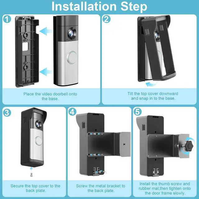 Alt view image 7 of 7 - 2026 Upgrade Anti-Theft Video Doorbell Mount for Ring Newest Battery Doorbell/Plus/Pro(2nd Gen), Adjustable No-Drill Mounting Video Camera Doorbell Cover Holder for Home Rentals, Not for Security Door