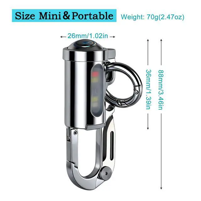 Alt view image 2 of 7 - Emergency Keychain Flashlight3 in 1, Rechargeable 500 Lumens EDC Tool with Red/Blue Strobe, 1000mAh USB-C Charging, IPX7 Waterproof, Portable Flashlight for Emergencies (Silver)