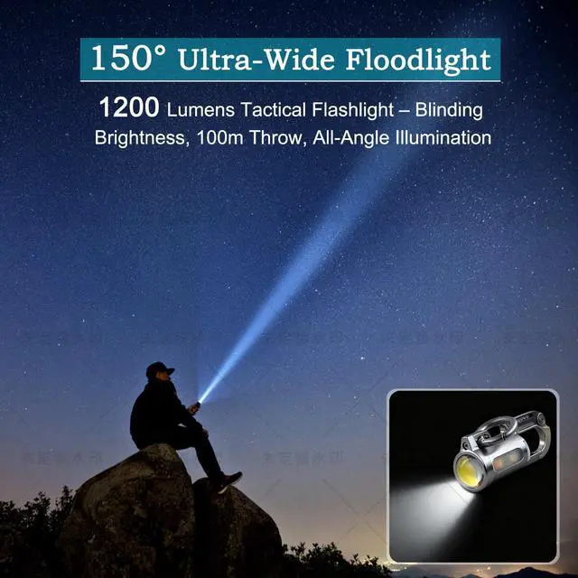 Alt view image 3 of 7 - Emergency Keychain Flashlight3 in 1, Rechargeable 500 Lumens EDC Tool with Red/Blue Strobe, 1000mAh USB-C Charging, IPX7 Waterproof, Portable Flashlight for Emergencies (Silver)