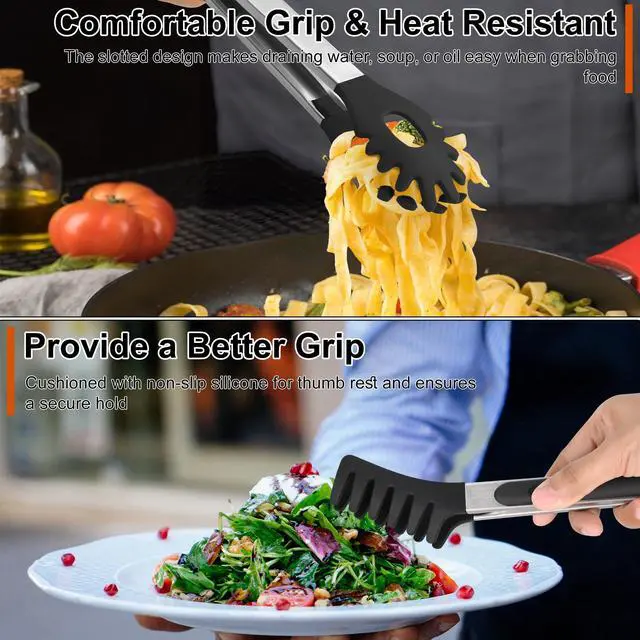 Alt view image 4 of 7 - 4 PCS Kitchen Tongs with Silicone Tips, 9" & 12" Silicone Tongs for Cooking