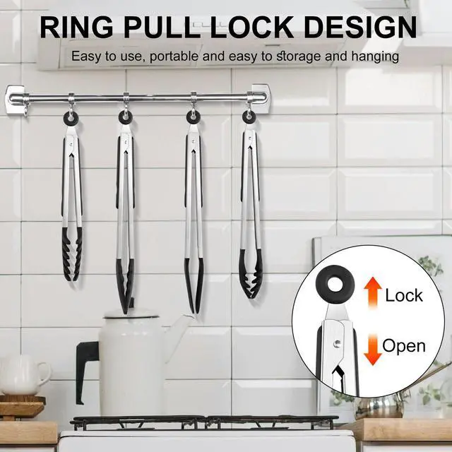 Alt view image 5 of 7 - 4 PCS Kitchen Tongs with Silicone Tips, 9" & 12" Silicone Tongs for Cooking