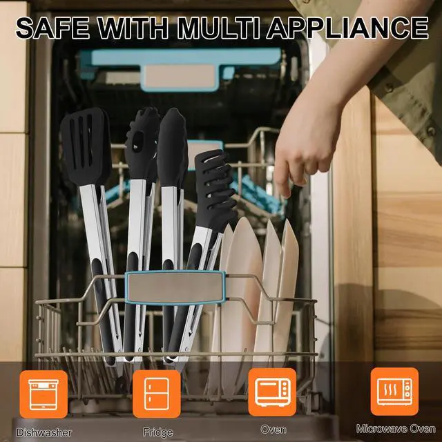 Alt view image 7 of 7 - 4 PCS Kitchen Tongs with Silicone Tips, 9" & 12" Silicone Tongs for Cooking