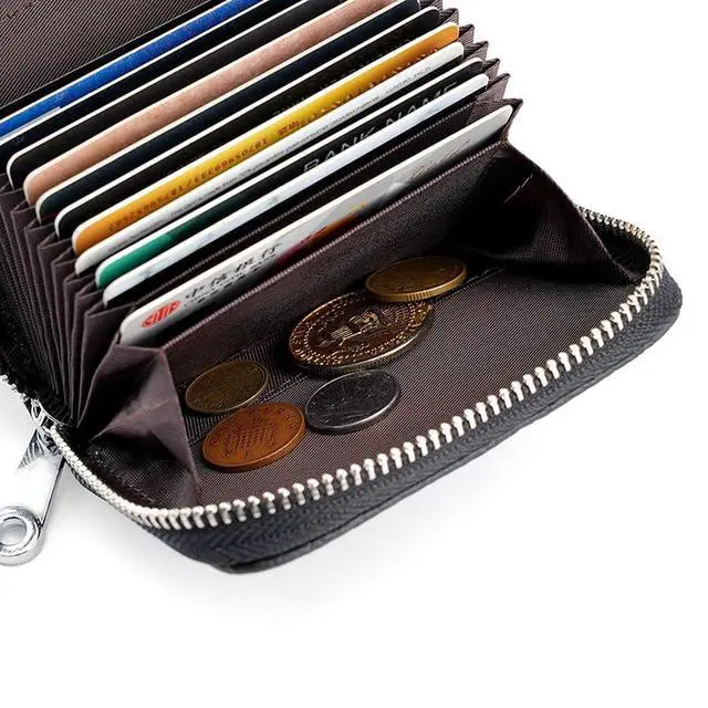 Alt view image 3 of 7 - RFID 20 Slots Credit Card Holder Genuine Leather Small Wallet for Women or Men with Zipper