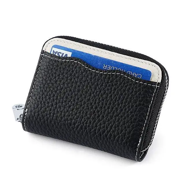 Alt view image 4 of 7 - RFID 20 Slots Credit Card Holder Genuine Leather Small Wallet for Women or Men with Zipper