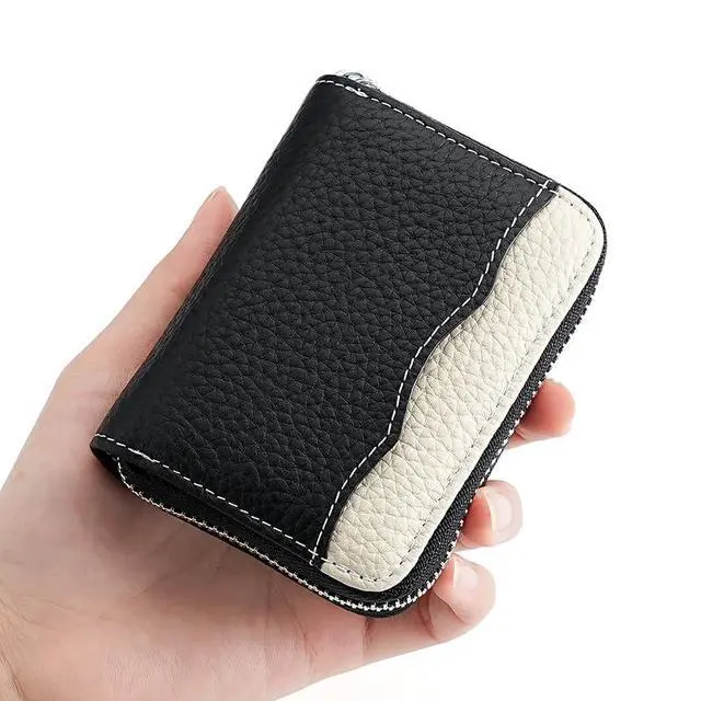 Alt view image 6 of 7 - RFID 20 Slots Credit Card Holder Genuine Leather Small Wallet for Women or Men with Zipper