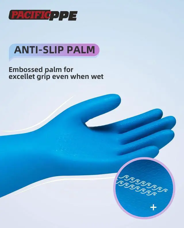 Alt view image 3 of 7 - 2 Pairs Cleaning Gloves, Cotton Liner, Purple+Blue, Small