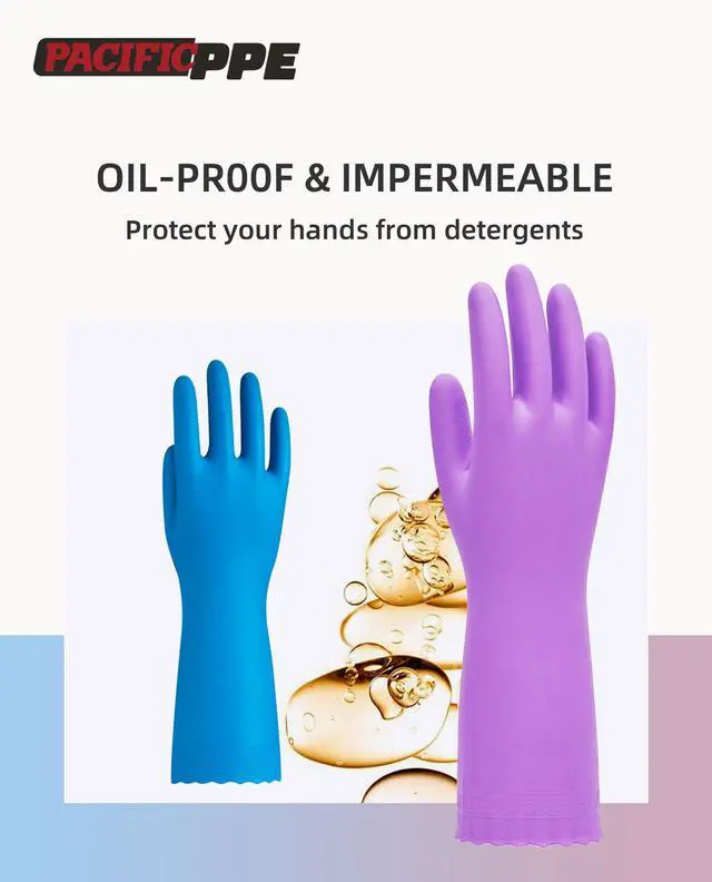 Alt view image 5 of 7 - 2 Pairs Cleaning Gloves, Cotton Liner, Purple+Blue, Small