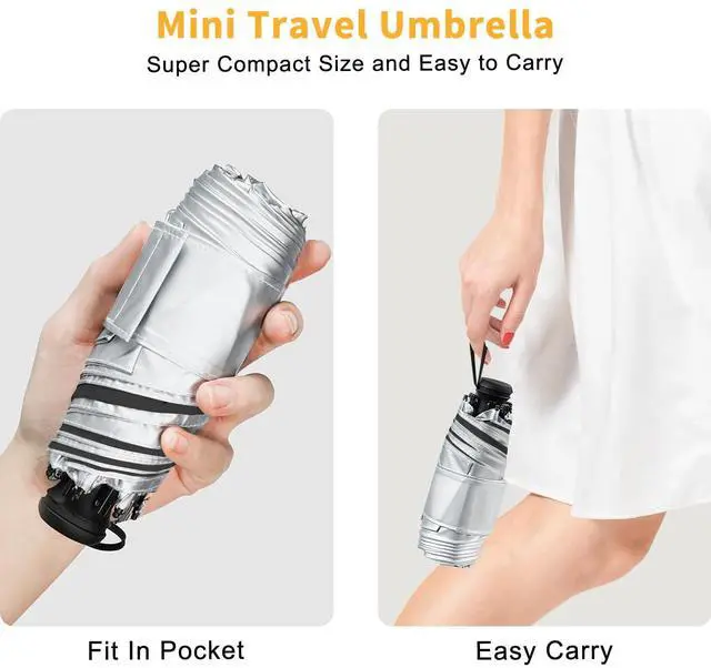 Alt view image 3 of 7 - UPF 50+ UV Protection Umbrella Mini Travel Umbrella for Purse Compact