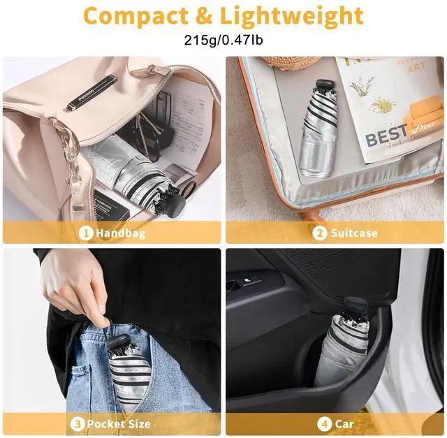 Alt view image 5 of 7 - UPF 50+ UV Protection Umbrella Mini Travel Umbrella for Purse Compact
