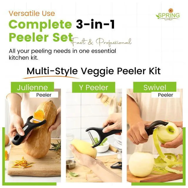 Alt view image 2 of 7 - 3pcs Vegetable Peelers for Kitchen, Swivel, Y & Julienne Peeler