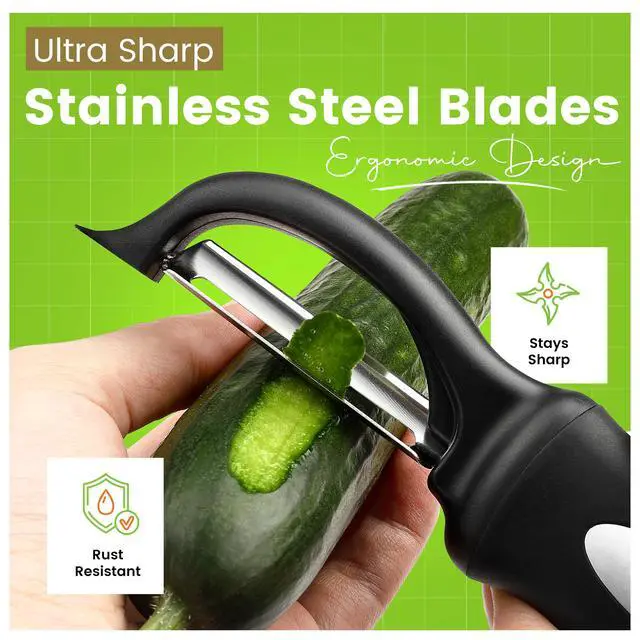 Alt view image 5 of 7 - 3pcs Vegetable Peelers for Kitchen, Swivel, Y & Julienne Peeler