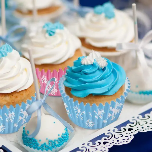 Alt view image 6 of 7 - 600Pcs Winter Snowflake Cupcake Liners Pink Blue Purple Snowflake Cupcake Muffin Wrappers 2 x 1.2 Inch Winter Snow Paper Cake Baking Cups for Xmas Birthday Party Decor Supplies