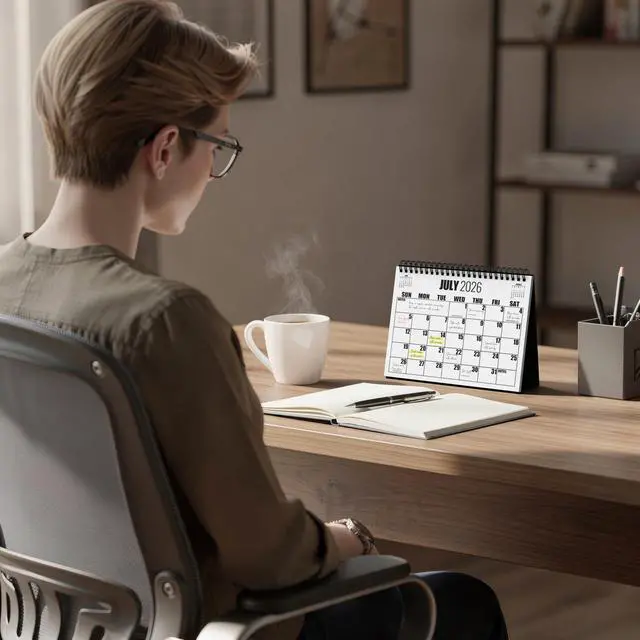 Alt view image 2 of 6 - Print Standing Desk Calendar 20262027, 18-Month Desktop Flip Calendar from July 2026 to December 2027, 8.5" x 6.5", Easy-to-Read Design with To-Do List & Mini Calendars