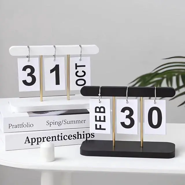 Alt view image 3 of 7 - Perpetual Flip Desk Calendar, Reusable Desktop Decor, White
