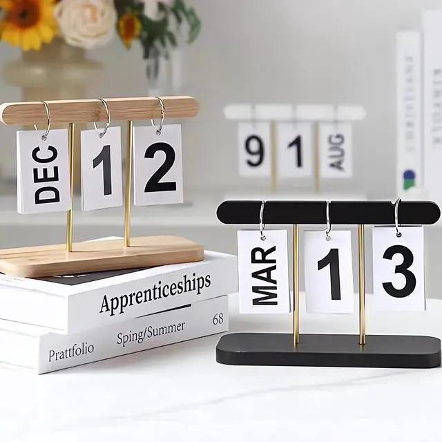 Alt view image 4 of 7 - Perpetual Flip Desk Calendar, Reusable Desktop Decor, White