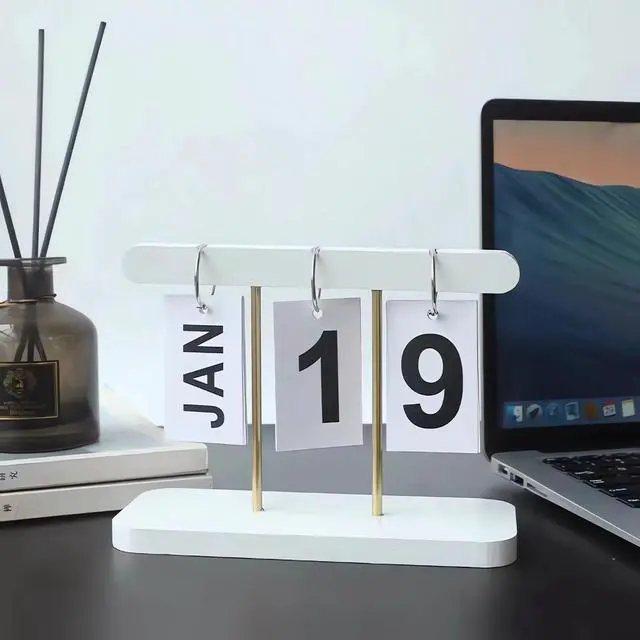 Alt view image 5 of 7 - Perpetual Flip Desk Calendar, Reusable Desktop Decor, White