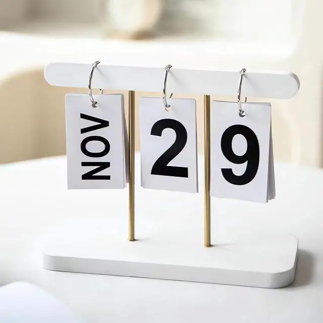 Alt view image 6 of 7 - Perpetual Flip Desk Calendar, Reusable Desktop Decor, White