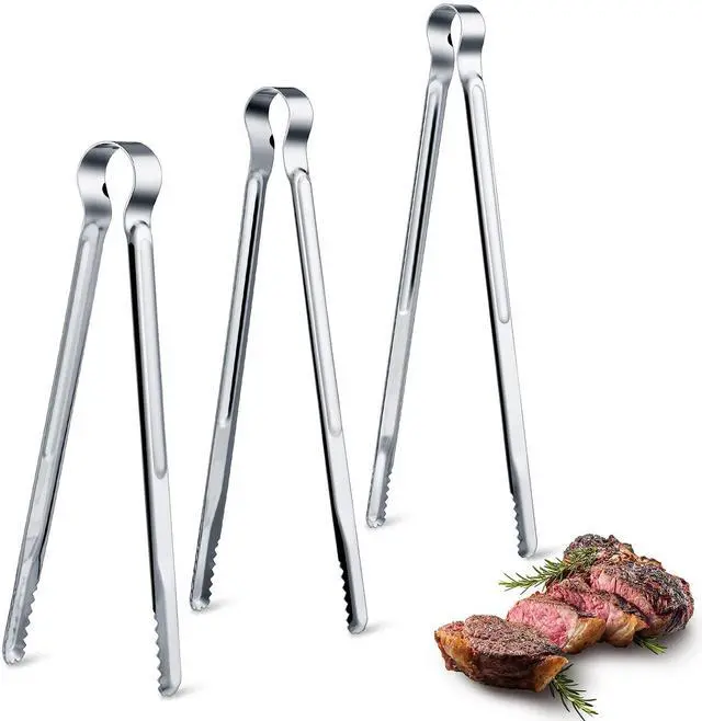 Main image of 3 Pieces 8.7 Inch,10inch,11.7inch Kitchen Tongs Set Stainless Steel Tongs Buffet Tongs Metal Utility Cooking Tong for Cooking Serving Barbecue Thanksgiving Halloween Christmas