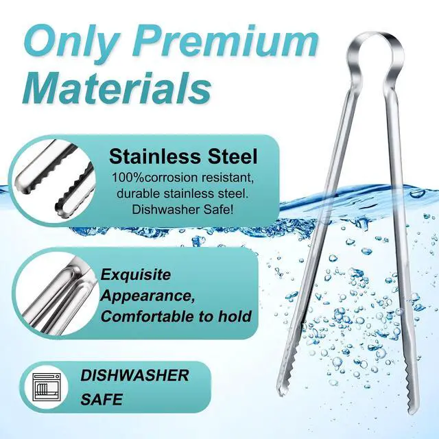 Alt view image 3 of 6 - 3 Pieces 8.7 Inch,10inch,11.7inch Kitchen Tongs Set Stainless Steel Tongs Buffet Tongs Metal Utility Cooking Tong for Cooking Serving Barbecue Thanksgiving Halloween Christmas