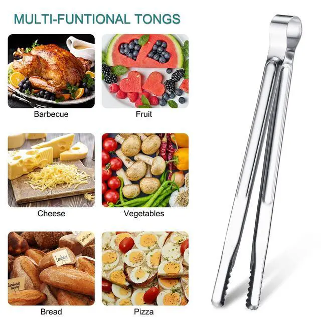 Alt view image 6 of 6 - 3 Pieces 8.7 Inch,10inch,11.7inch Kitchen Tongs Set Stainless Steel Tongs Buffet Tongs Metal Utility Cooking Tong for Cooking Serving Barbecue Thanksgiving Halloween Christmas