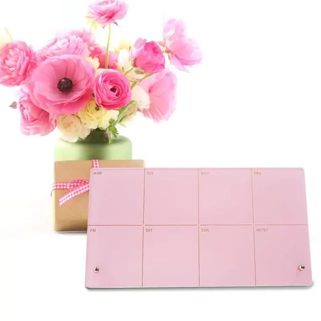 Alt view image 6 of 7 - Desktop Acrylic Weekly Planner Whiteboard with Stand,12"X6"-Small,Dry Erase Weekly Planner for Desk,Acrylic Desk Calendar Dry Erase,Pink Dry Erase Board for Office Home School-ZMZL-P-1530