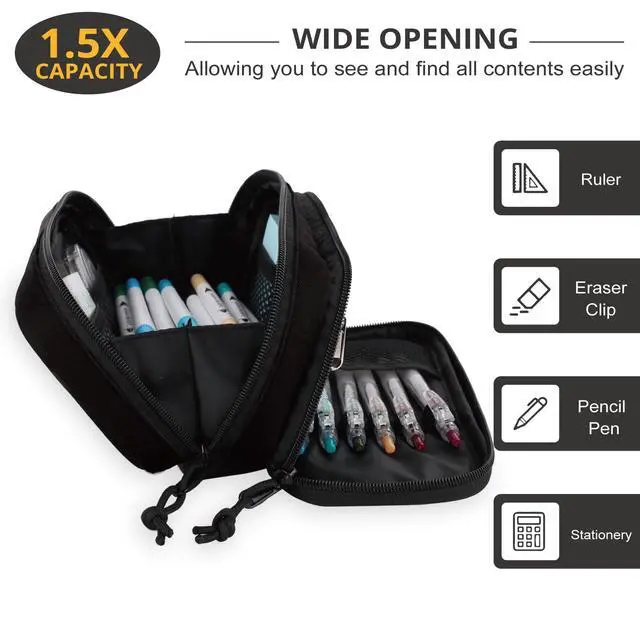 Alt view image 3 of 6 - Pencil Case for Boy,Wide open Pen Pouch Bag with Handle for School