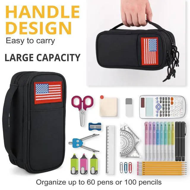 Alt view image 5 of 6 - Pencil Case for Boy,Wide open Pen Pouch Bag with Handle for School