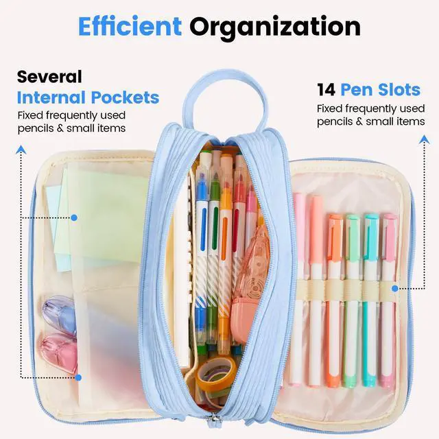 Alt view image 5 of 7 - High Capacity Pencil Case, Soft Corduroy Pencil Pouch