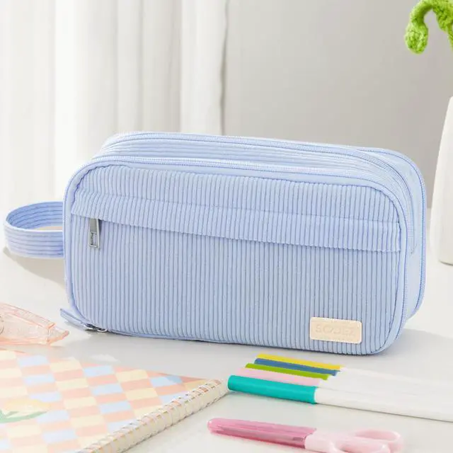 Alt view image 7 of 7 - High Capacity Pencil Case, Soft Corduroy Pencil Pouch
