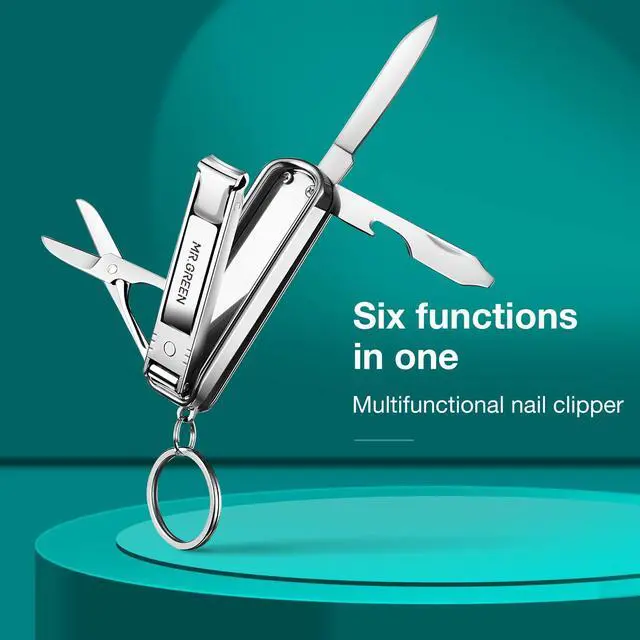 Alt view image 2 of 6 - Multifunctional Nail Clippers Stainless Steel Six Functions Nail Cutter Nail Files Small Knife Scissors (Small)