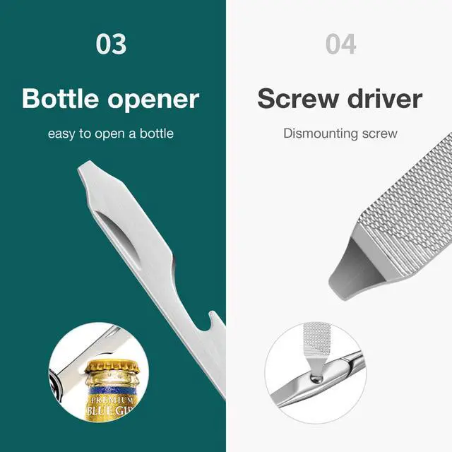 Alt view image 4 of 6 - Multifunctional Nail Clippers Stainless Steel Six Functions Nail Cutter Nail Files Small Knife Scissors (Small)