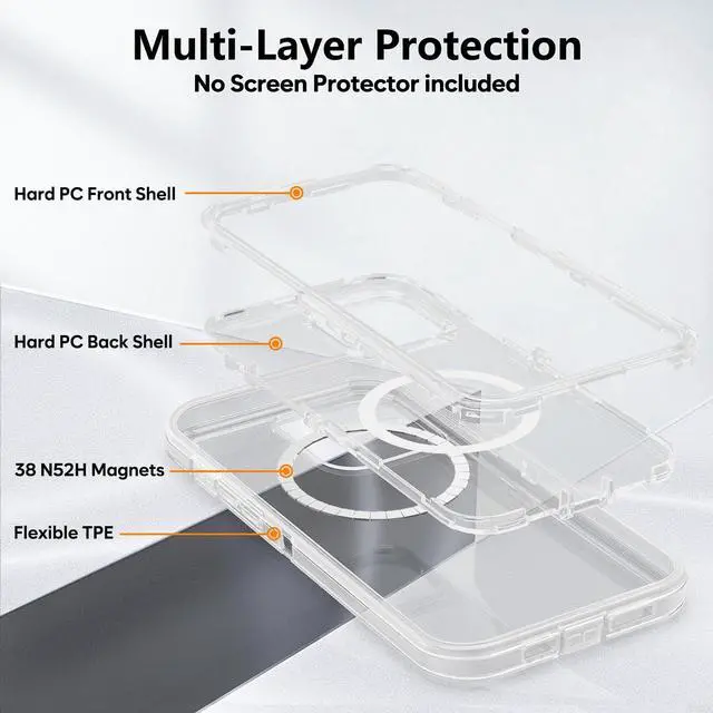 Alt view image 2 of 7 - for iPhone 16 Case Compatible with MagSafe, Clear