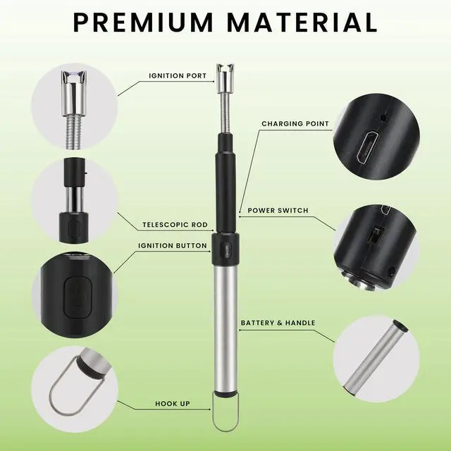 Alt view image 3 of 7 - Long Electric Arc Lighter Rechargeable USB Lighter, 360° Rotatable Flexible Neck Flameless, Extra Long Handle for Hard to Reach Areas, Candles, BBQ, Fireplace, Stove