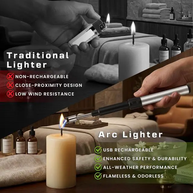 Alt view image 4 of 7 - Long Electric Arc Lighter Rechargeable USB Lighter, 360° Rotatable Flexible Neck Flameless, Extra Long Handle for Hard to Reach Areas, Candles, BBQ, Fireplace, Stove