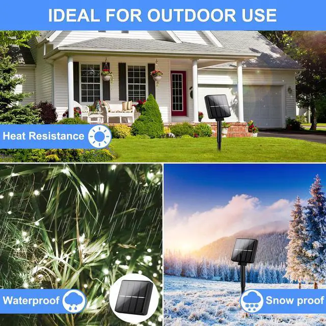 Alt view image 5 of 6 - Solar String Lights, 2-Pack Total 80FT 200LED Solar Fairy Lights with 8 Lighting Modes, Solar Lights Outdoor Waterproof for Christmas Wedding Party Tree Yard Decoration (Daylight White)