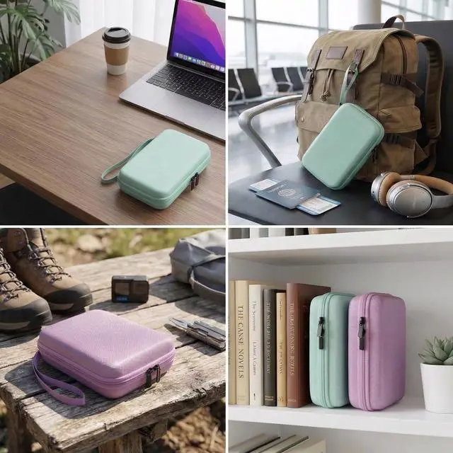 Alt view image 6 of 7 - Hard Travel Electronic Organizer Case for MacBook Power Adapter Chargers Cables Power Bank Apple Magic Mouse Apple Pencil USB Flash Disk SD Card Hard Drive Shockproof Accessories Carrying Bag, Green