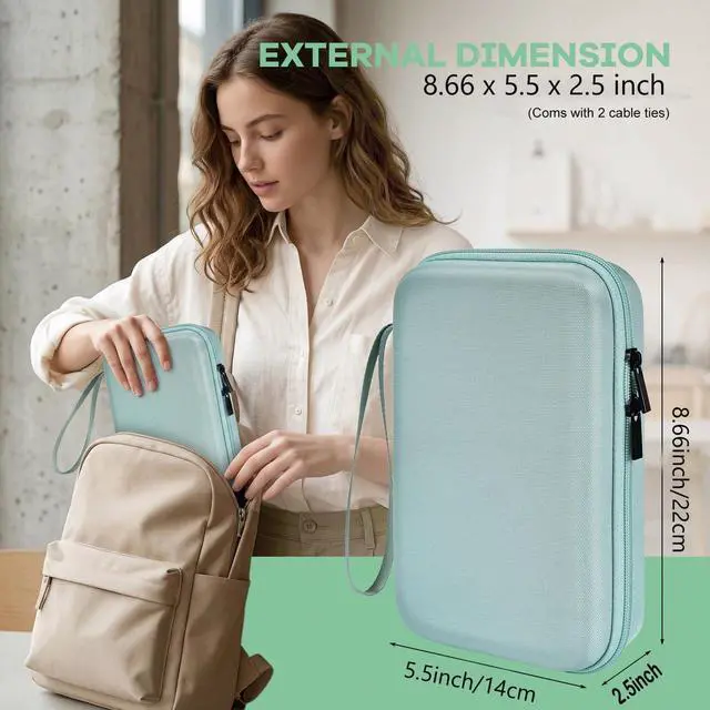 Alt view image 2 of 7 - Hard Travel Electronic Organizer Case for MacBook Power Adapter Chargers Cables Power Bank Apple Magic Mouse Apple Pencil USB Flash Disk SD Card Hard Drive Shockproof Accessories Carrying Bag, Green