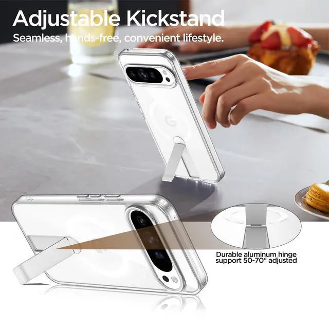 Alt view image 4 of 7 - Stand for Google Pixel 9 Pro XL Case Magnetic, Slim, Rugged, Clear