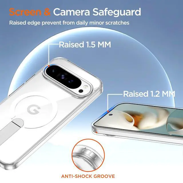 Alt view image 7 of 7 - Stand for Google Pixel 9 Pro XL Case Magnetic, Slim, Rugged, Clear