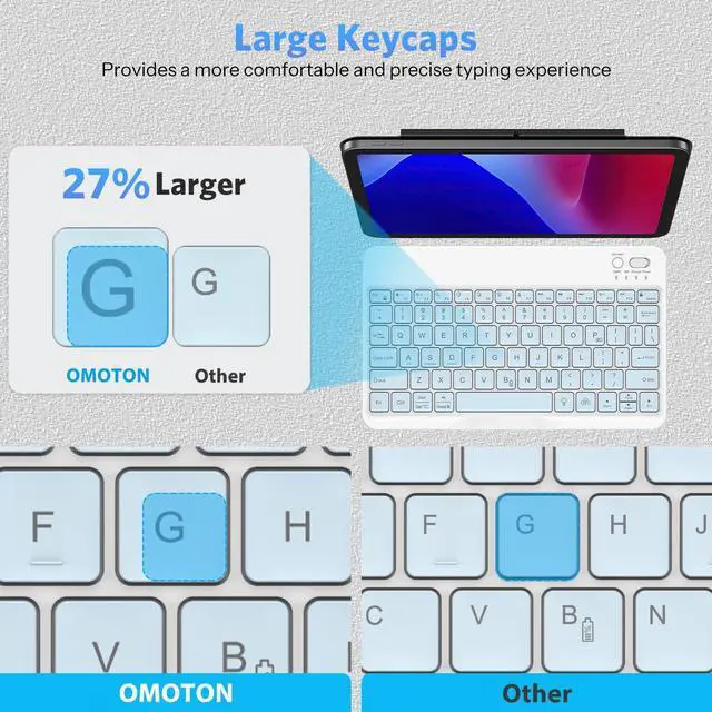 Alt view image 2 of 7 - Rechargeable Bluetooth Keyboard Tablet with Backlit, Oversize Keycap