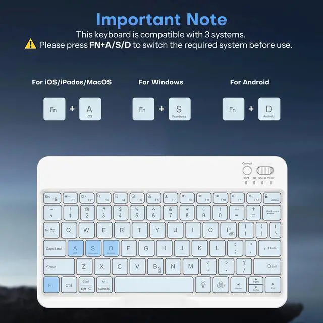 Alt view image 3 of 7 - Rechargeable Bluetooth Keyboard Tablet with Backlit, Oversize Keycap
