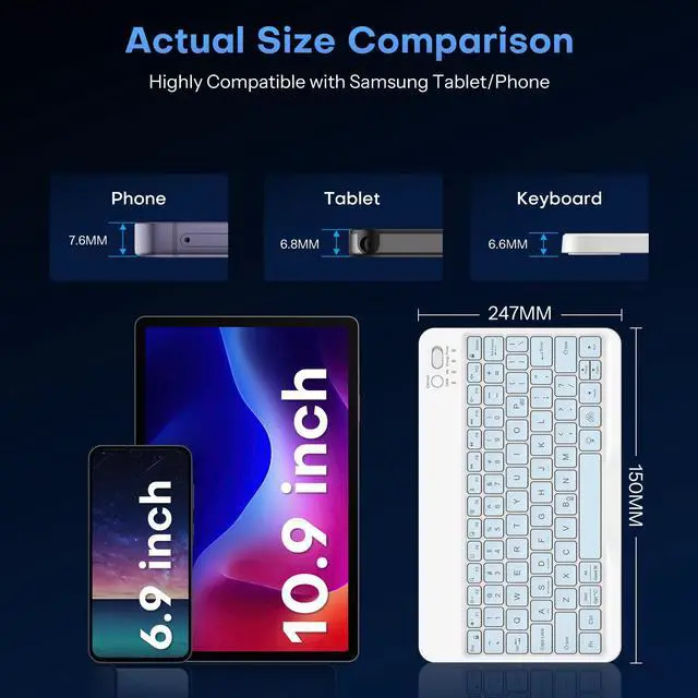 Alt view image 4 of 7 - Rechargeable Bluetooth Keyboard Tablet with Backlit, Oversize Keycap