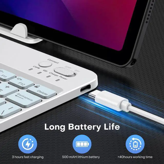 Alt view image 5 of 7 - Rechargeable Bluetooth Keyboard Tablet with Backlit, Oversize Keycap