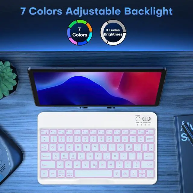 Alt view image 7 of 7 - Rechargeable Bluetooth Keyboard Tablet with Backlit, Oversize Keycap