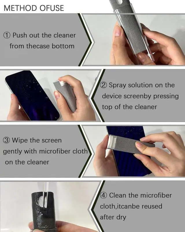 Alt view image 4 of 7 - Screen Cleaner Car Screen Cleaner Spray and Wipe Car Stuff Mini Cleaning Kit for Travel Car Display iPhone iPad Computer Laptop Tablet MacBook Cell Phone Eyeglasses(2 Units)