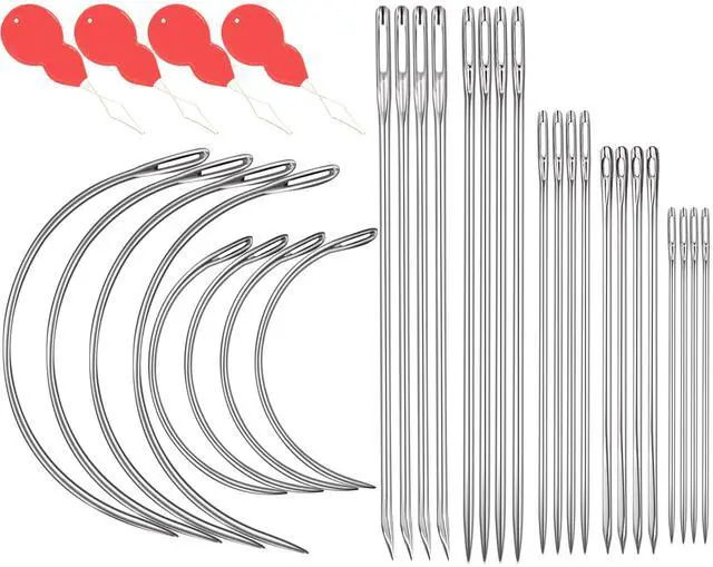 Main image of Heavy Duty Hand Sewing Needles Kit, 28 PCS Leather Sewing Needles with 20 Leather Hand Sewing Needle and 8 Curved Needle for Home Upholstery, Leather Needles for Hand Sewing, Carpet Canvas Repair
