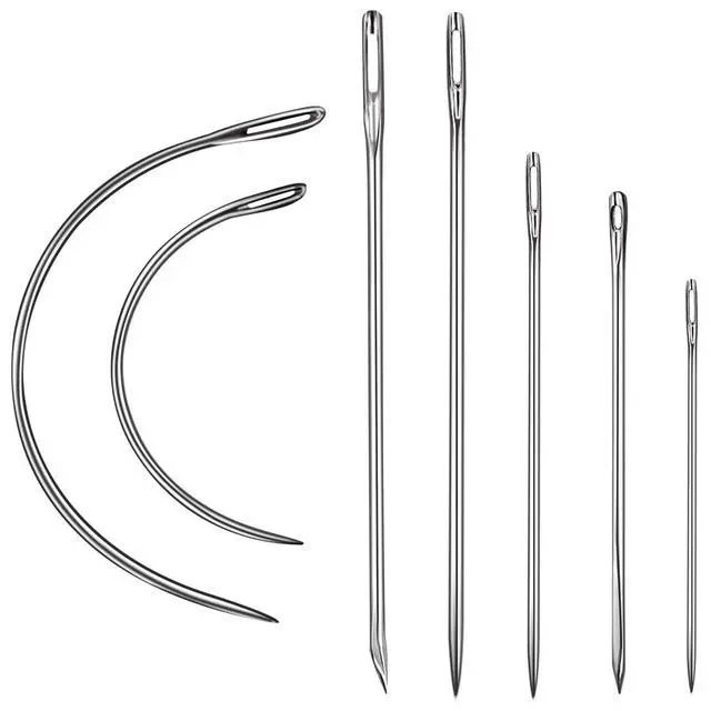 Alt view image 2 of 6 - Heavy Duty Hand Sewing Needles Kit, 28 PCS Leather Sewing Needles with 20 Leather Hand Sewing Needle and 8 Curved Needle for Home Upholstery, Leather Needles for Hand Sewing, Carpet Canvas Repair