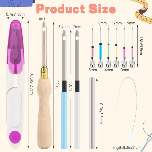 Alt view image 2 of 7 - 13Pcs Punch Needle Kit for Craft Beginner Punch Embroidery Kit