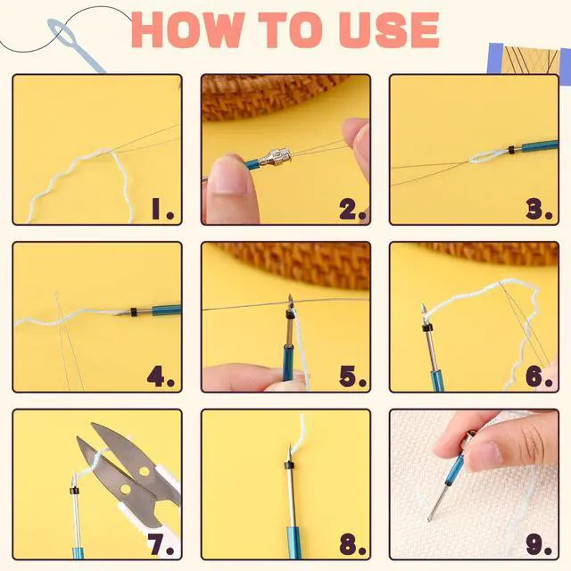 Alt view image 4 of 7 - 13Pcs Punch Needle Kit for Craft Beginner Punch Embroidery Kit